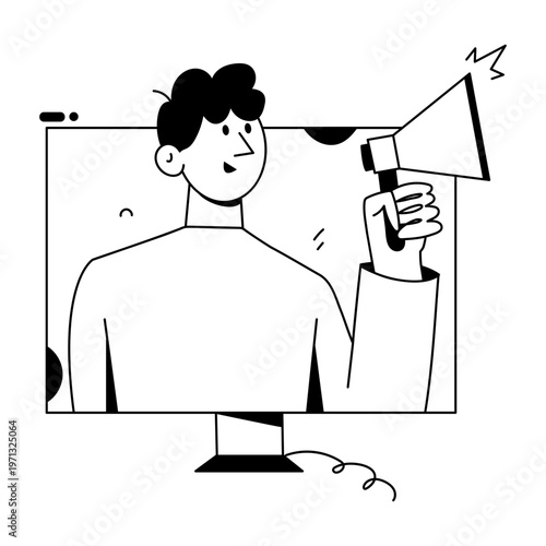 A hand drawn style illustration showing a character giving speech