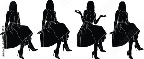 Black silhouette vector collection of men and women walking with backpacks and posing, featuring diverse human figures for urban lifestyle.