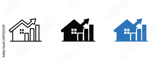 Real Estate Growth House Icons Set