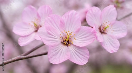 Cherry Blossom Blooming on Branch in Soft Spring Light Macro Footage