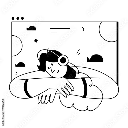 A doodle style illustration depicting an online class
