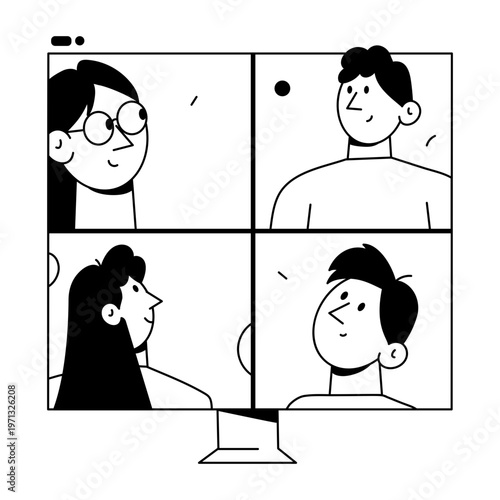 A doodle style illustration depicting an online class
