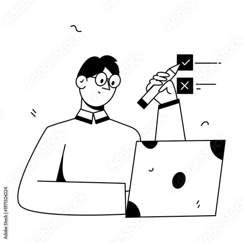 A doodle style illustration depicting an online class
