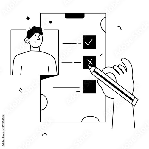 A doodle style illustration depicting an online class
