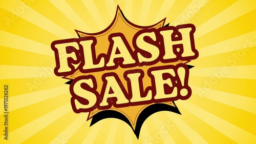 Flash Sale animated promo with explosive comic style, urgent discount message motion, ideal for ecommerce ads and limited time campaigns