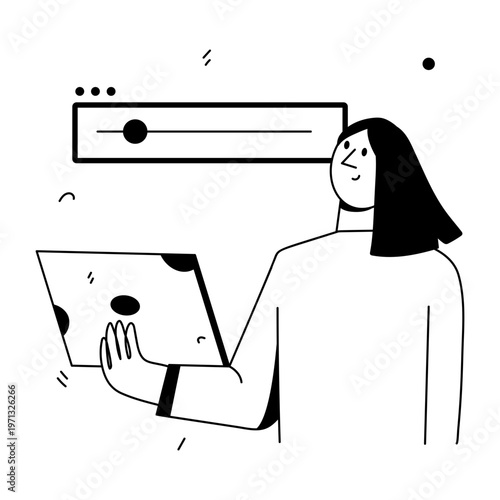 A doodle style illustration depicting an online class
