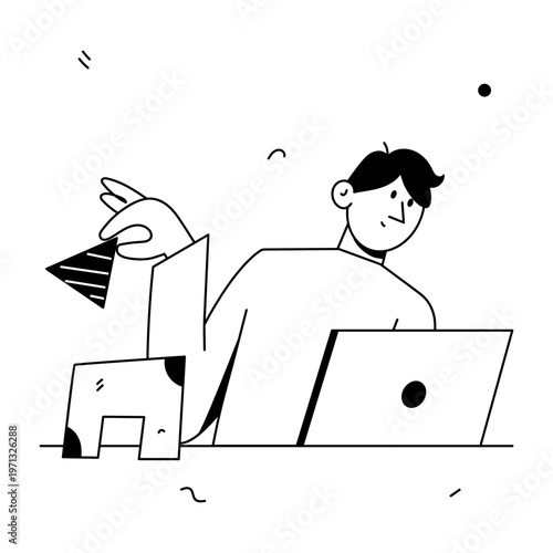 A doodle style illustration depicting an online class
