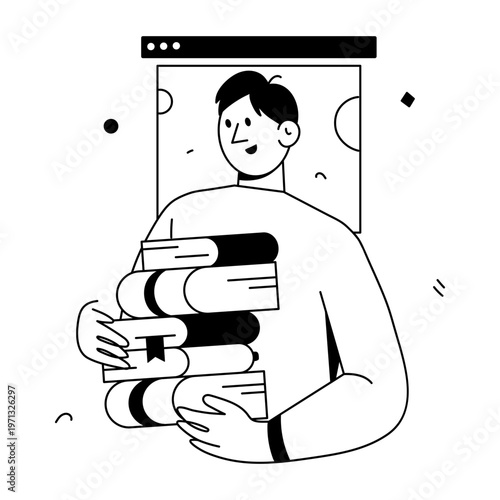 A doodle style illustration depicting an online class
