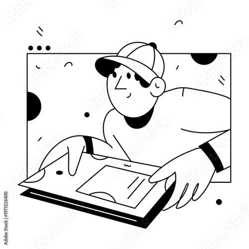 A doodle style illustration depicting an online class
