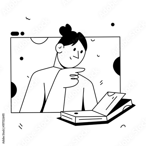 A doodle style illustration depicting an online class
