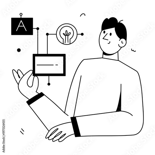 A doodle style illustration depicting an online class
