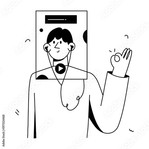 A doodle style illustration depicting an online class
