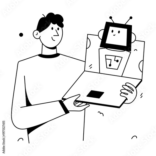 A sketchy style illustration showing a chat robot
