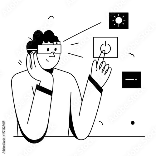 A doodle style illustration depicting smart glasses