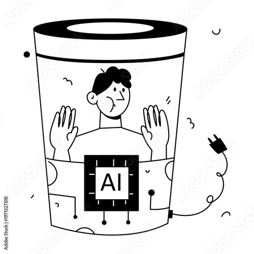 A drawing style illustration representing a man preserved
