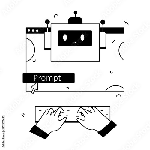 A doodle style illustration depicting an ai prompt
