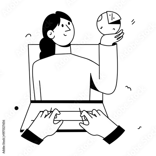 A hand drawn style illustration showing an analyst
