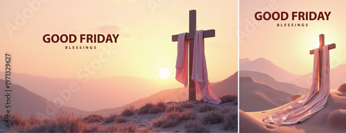 Elegant Good friday with cross background, Good friday holy week background for banner and social meida templat