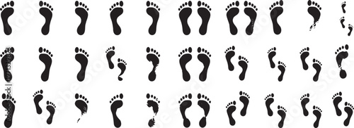 Wet Water Footprint Icons – Fading Moisture Human Tracks.