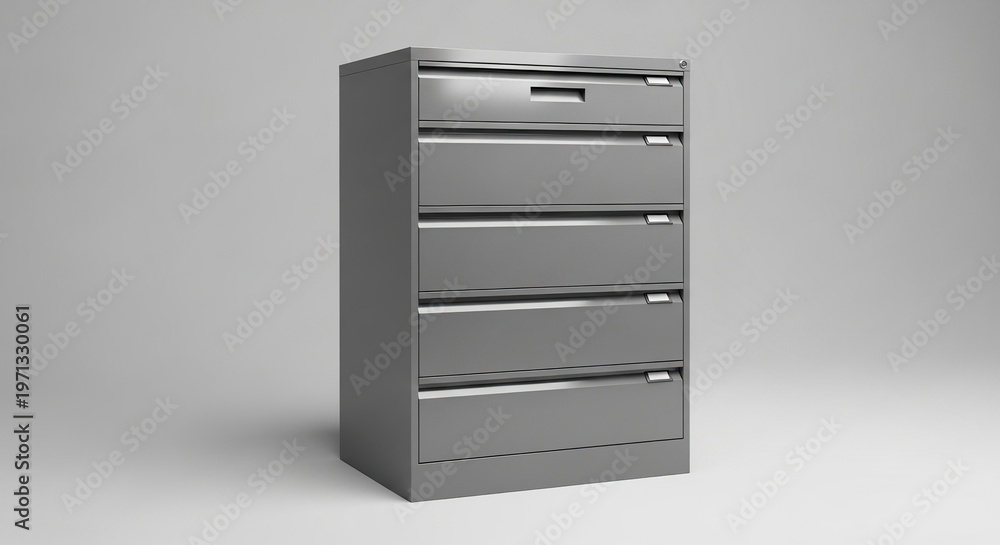 Fototapeta premium 3D render of an open office drawer with rows of files and folders for business data storage