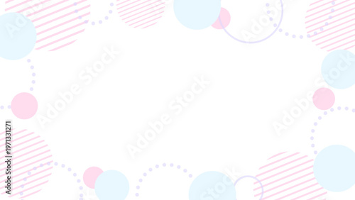 パステルカラーのゆめかわメンフィス風フレーム背景 透明感のあるポップな円装飾と余白デザイン バナーやSNSに使える素材