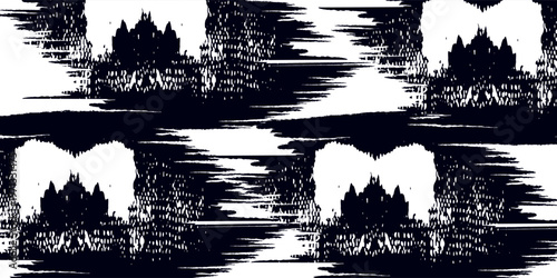 Distorted grunge layer error. Noise destroys texture. Vector trendy deformed glitch shape