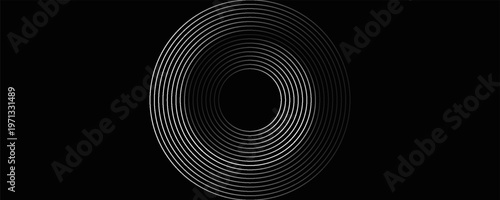 Create a bold look with a centric circle background featuring vector graphics of sound waves.