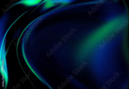 Abstract neon light trails with teal and green glow on dark cyber background for technology concept