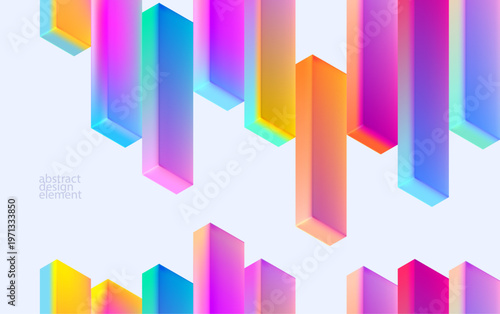 Abstract background of 3D  squares and rectangles in liquid glass style. Vector design elements.