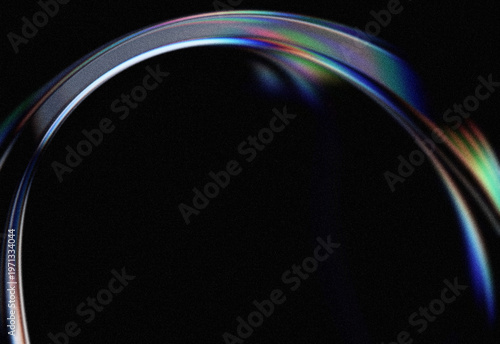 Abstract neon rainbow arc light streaks on dark background with futuristic cyber glow