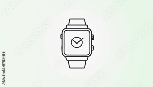 Minimal smartwatch outline icon, simple wearable device illustration for UI design and mobile app interface