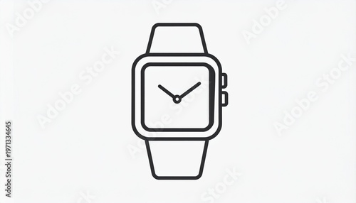 Minimal smartwatch outline icon, simple wearable device illustration for UI design and mobile app interface