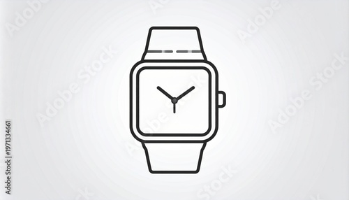 Minimal smartwatch outline icon, simple wearable device illustration for UI design and mobile app interface