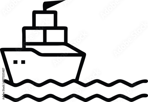 Cargo ship line icons set container vessel maritime transport vector illustration collection