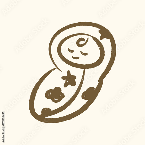 Handdrawn sketch of an baby swaddle