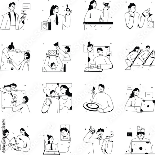 Pack of Advertising Hand Drawn Style Illustrations 
