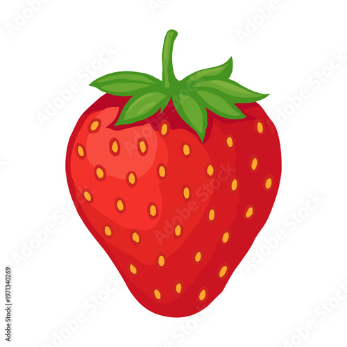 Strawberry fruit vector illustration isolated on white background in flat cartoon style fresh organic berry food icon for healthy nutrition dessert packaging design.