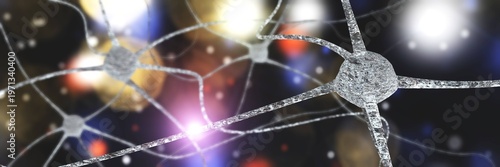 neuron, neuron transmits a signal, nerve node, neural network, 3D rendering