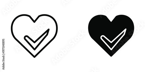 Contrast between an outlined and filled heart with checkmark inside