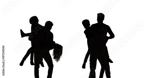 Soldiers standing with guns in hand isolated on transparent background, Vector