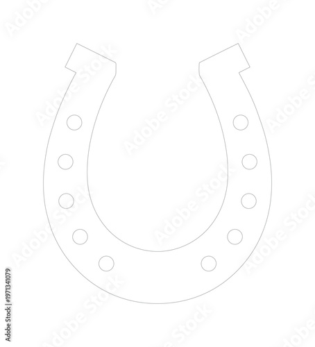 Lucky horseshoe vector outline, simple good luck charm illustration, minimalist fortune symbol, isolated graphic resource for design projects