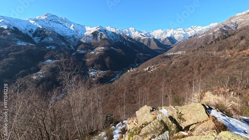 Snow-capped mountain, panorama of mountains, Piedmont, Italy, Europe