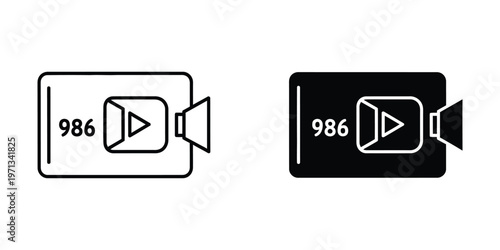 Two contrasting video call interface designs with the number 986 and play button icons