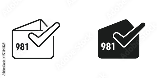 Two icons representing a successful submission or confirmation of the number 981