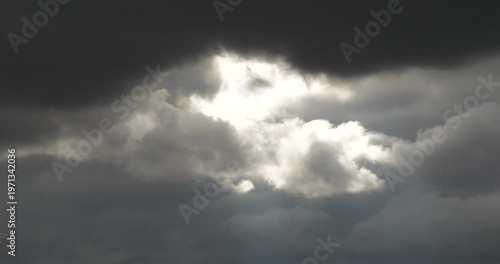 Time-lapse footage of clouds in a gloomy sky covered by rain and storm clouds.