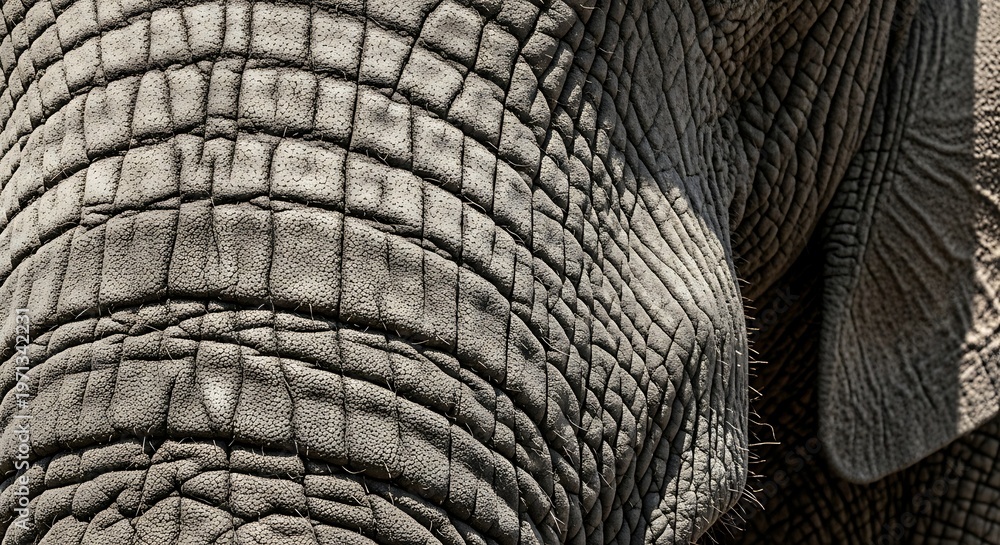 Fototapeta premium Elephant Skin Texture Close Up Showing Detailed Surface.