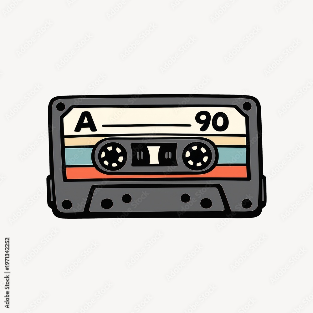 Naklejka premium Retro cassette tape illustration.