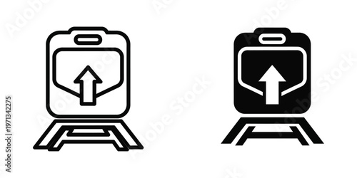 Luggage with upward arrow indicating lift or handling instructions