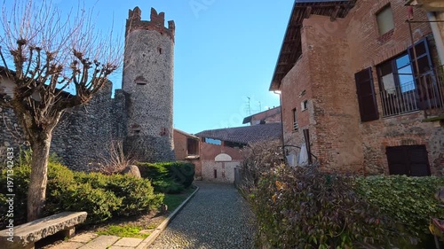 Street at Richetto in Candelo, fortified structure dating back to the late Middle Ages (13th–14th centuries).