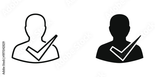 Two silhouetted figures with checkmark gestures indicating approval or agreement